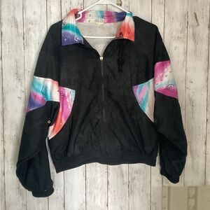 Vintage Windbreaker Bright Neon Retro 80s Ski Half Zip Up Jacket Multi M
